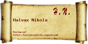 Halvax Nikola névjegykártya